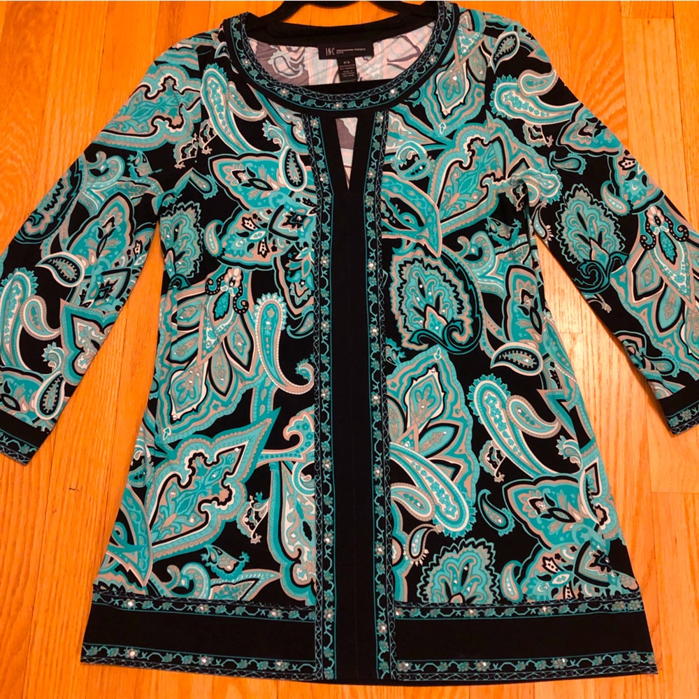 INC Petites Studded Paisley Tunic Top